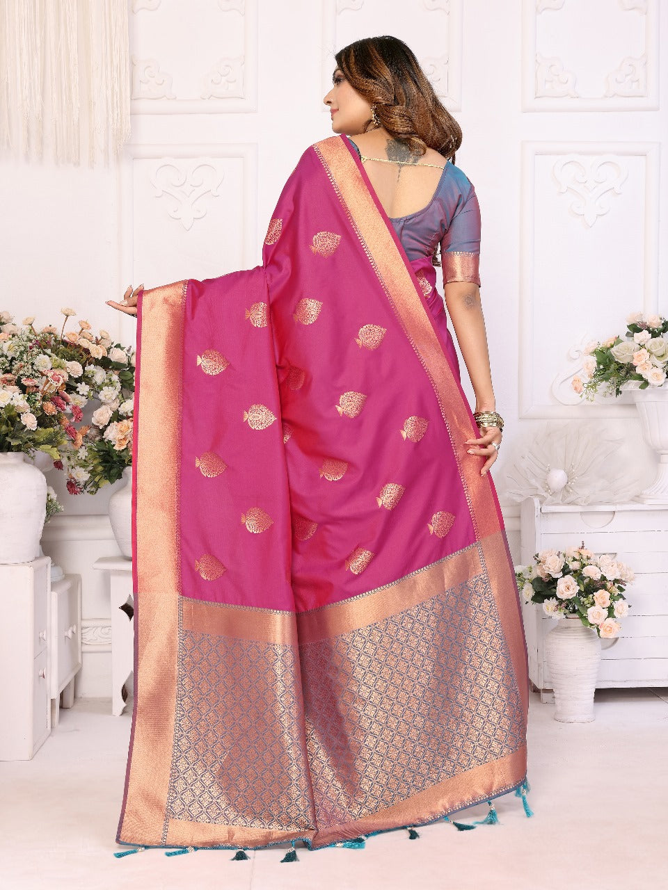 Graceful Soft Silk Pink Color Saree