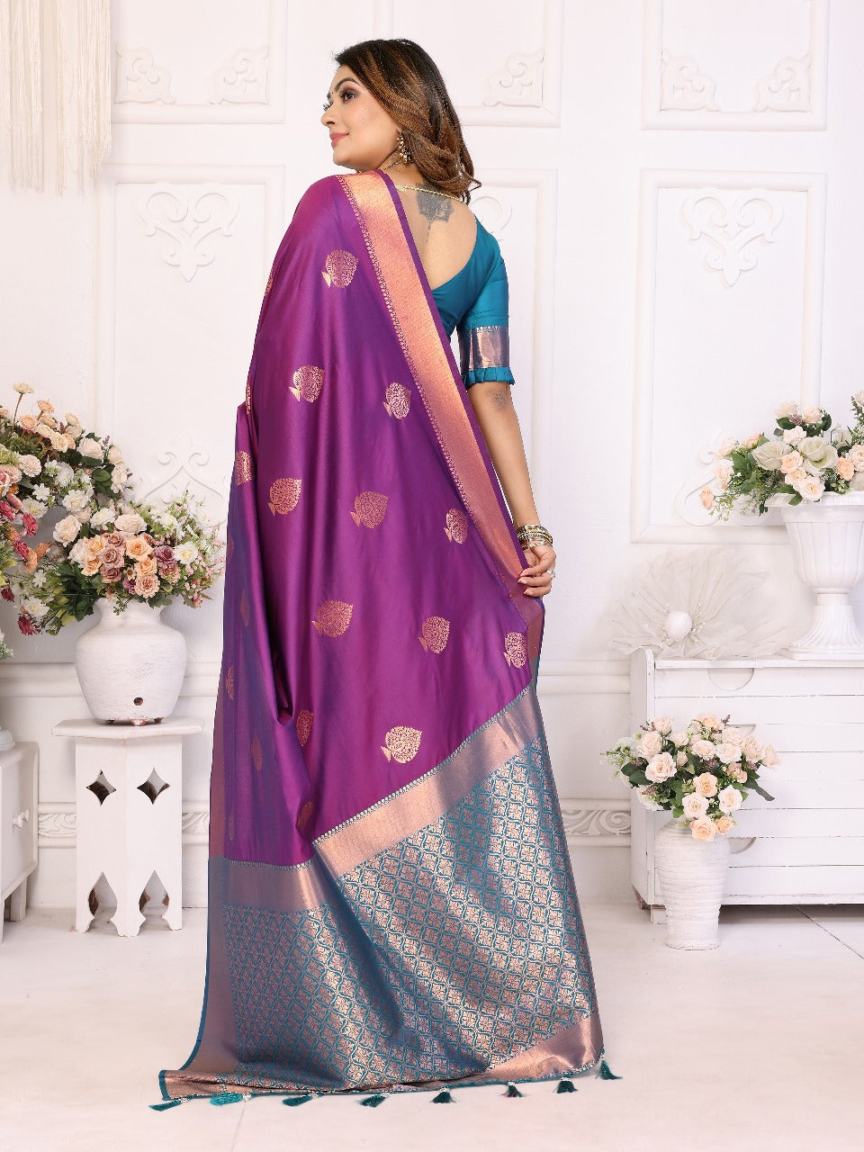 Graceful Soft Silk Purple Color Saree