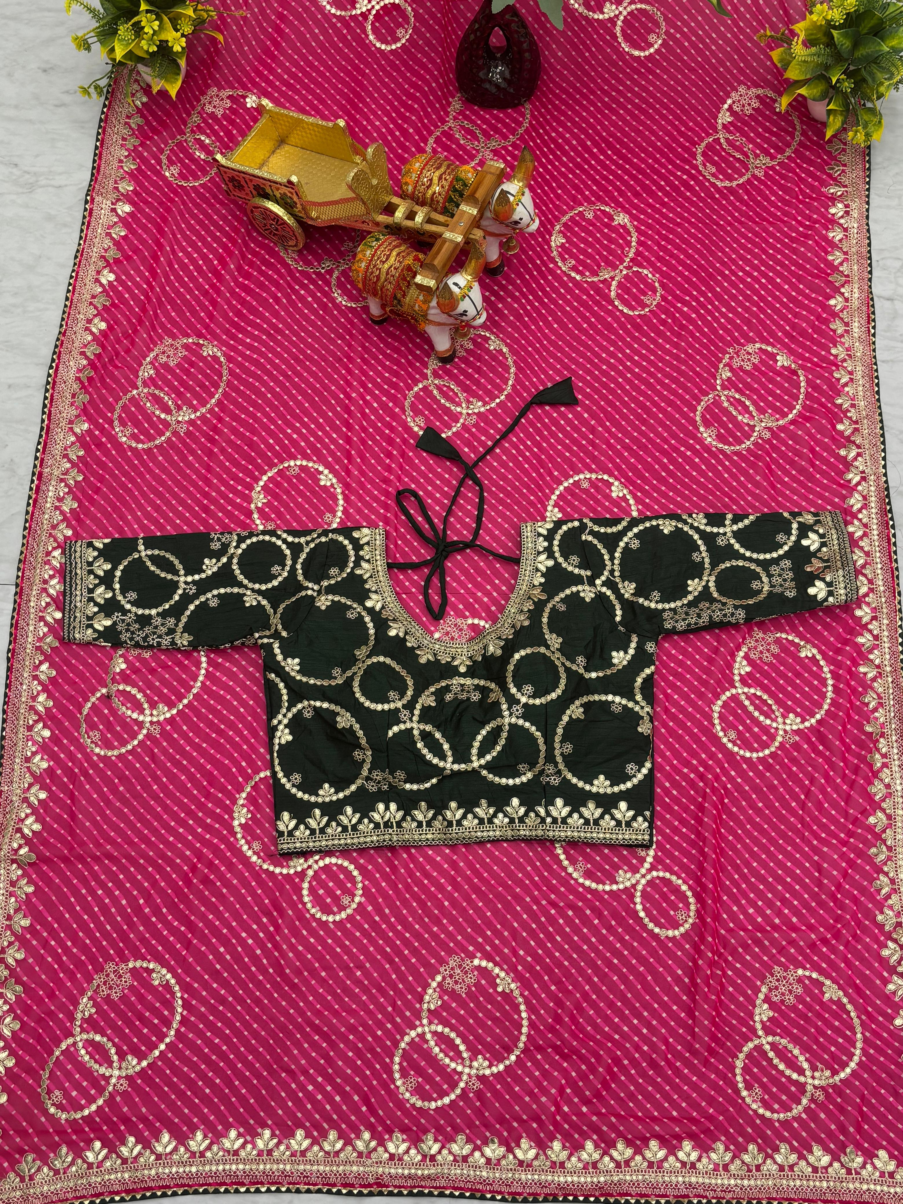 Festive Wear Gota Pati Work Pink Color Saree