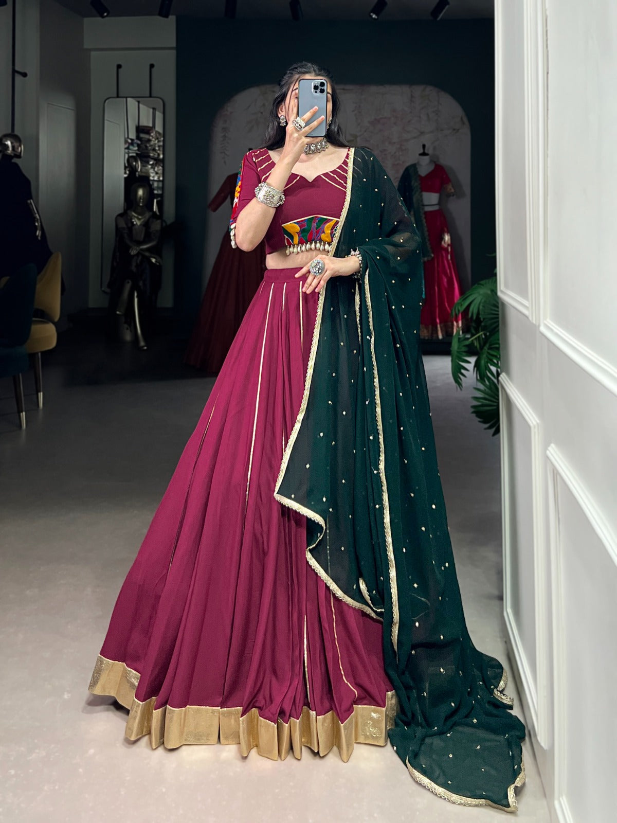 Maroon Color Gotta Patti Touch Navratri Lehenga Choli Set
