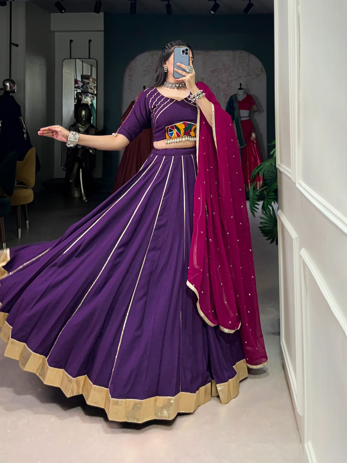 Purple Color Gotta Patti Touch Navratri Lehenga Choli Set