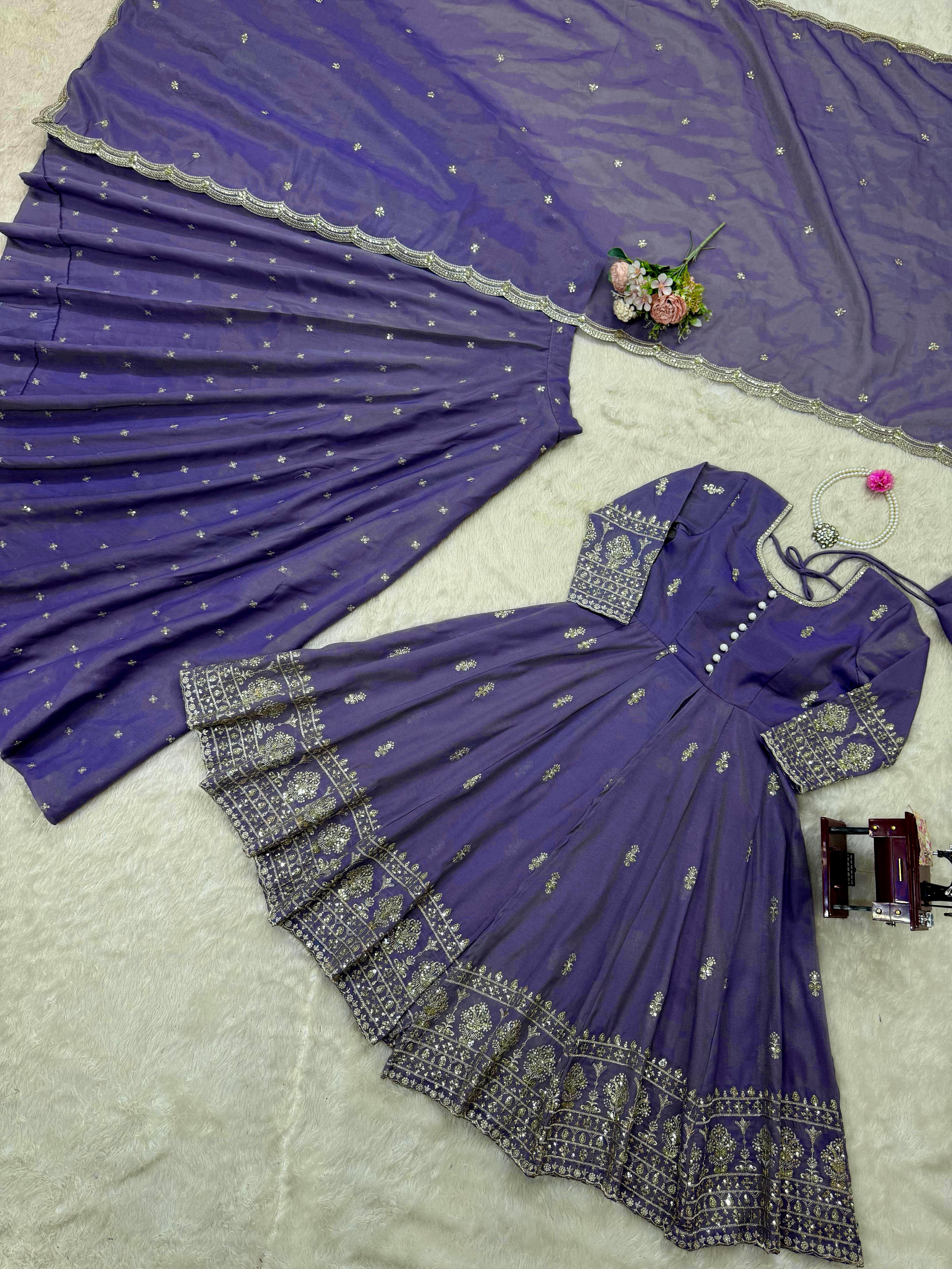 Simmer Silk Lavender Color Top With lehenga