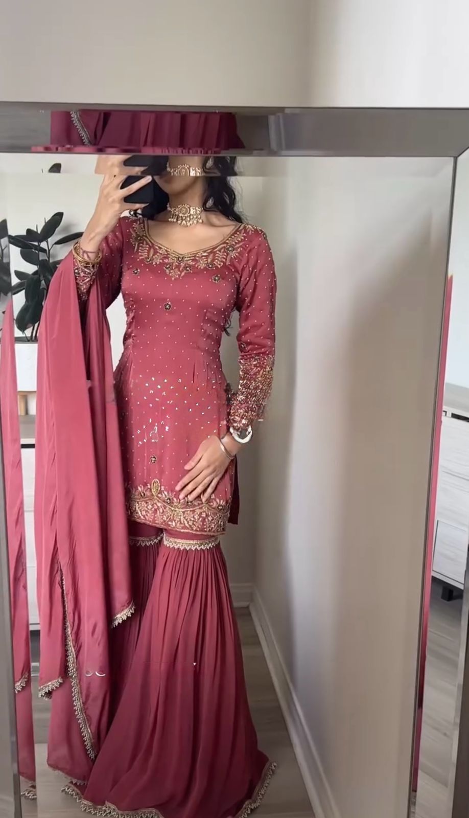 Imposing Sequence Work Pink Color Palazzo Suit