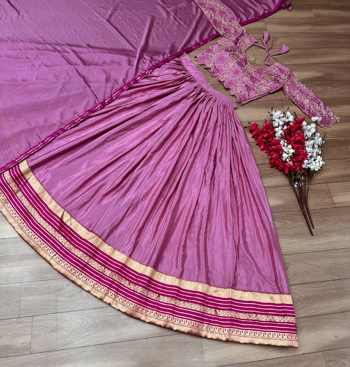 Fantastic Chinon Pink Color Lehenga Choli