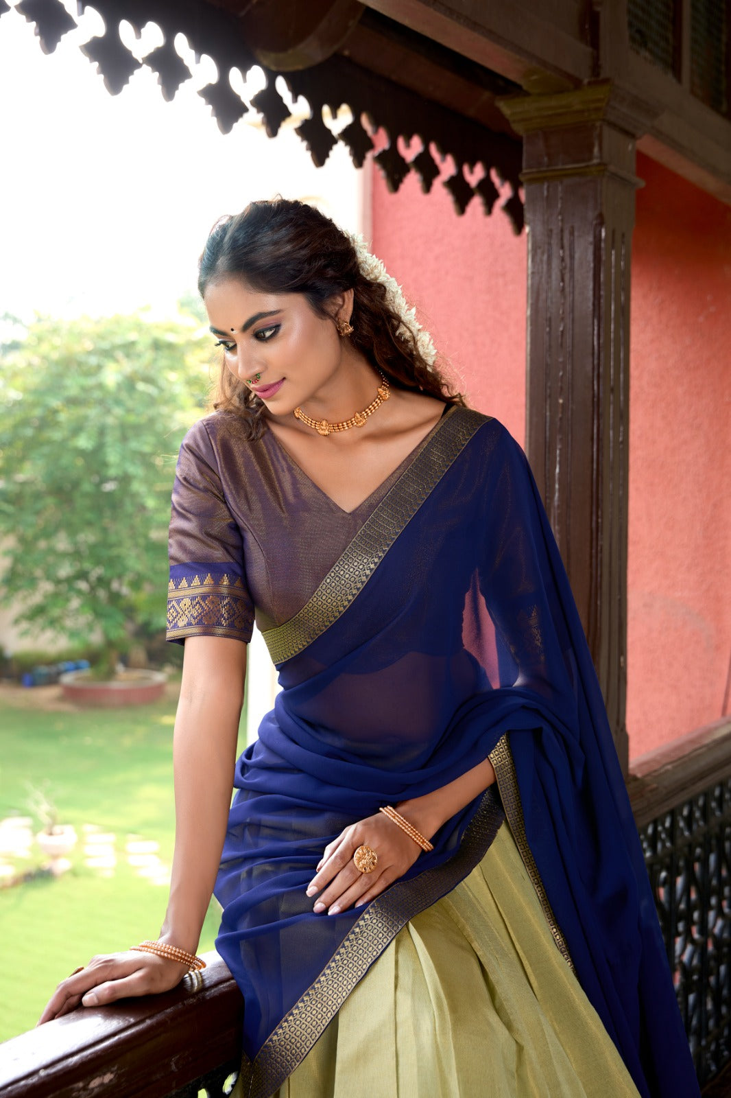 Awesome Kanchipuram Perrot Color Lehenga Choli