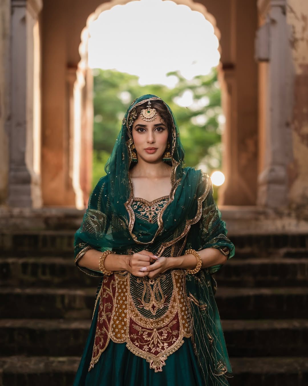 Function Wear Heavy Work Green Color Top With Lehenga