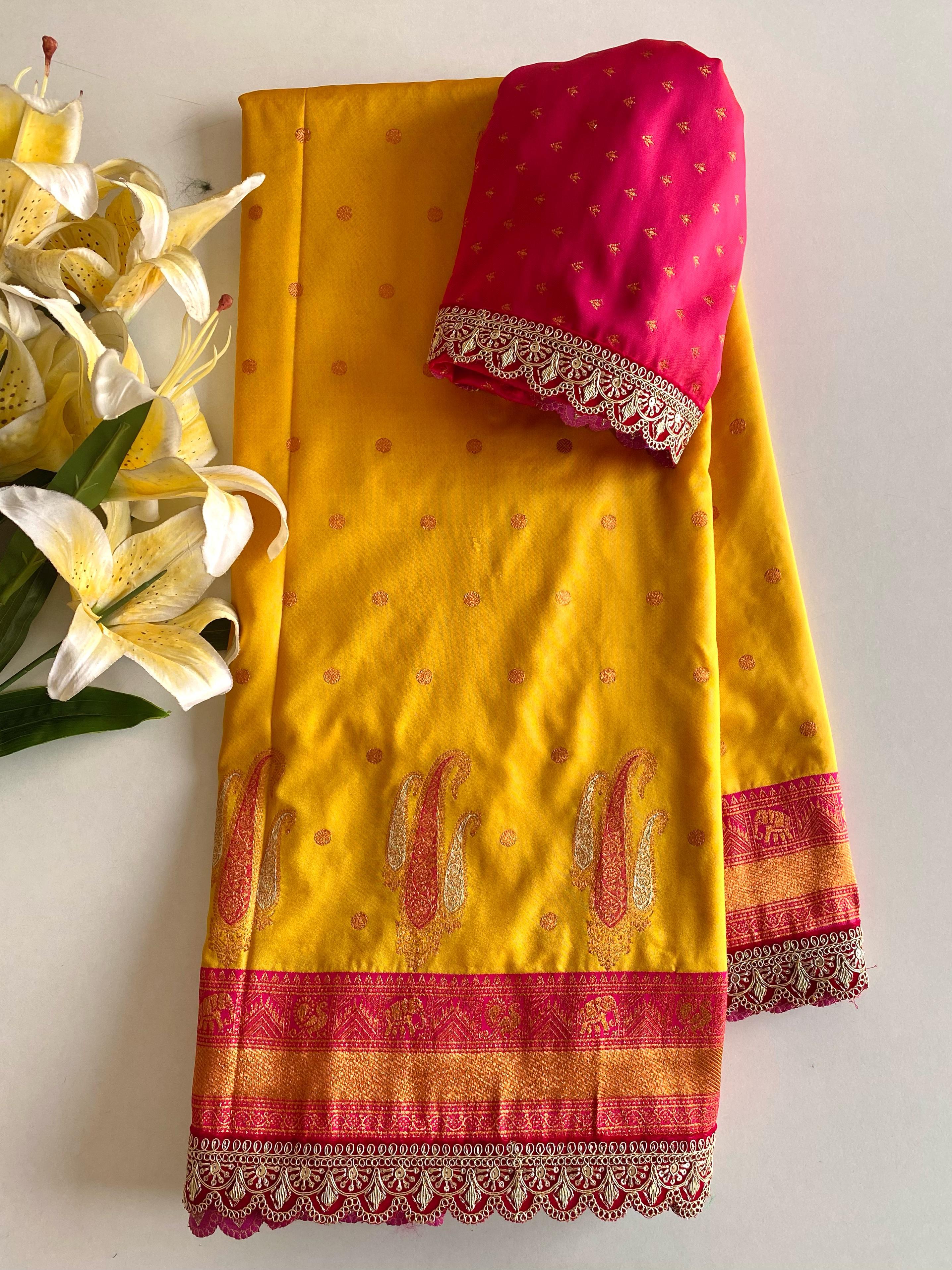Peaceful Paithani Silk Yellow Color Saree