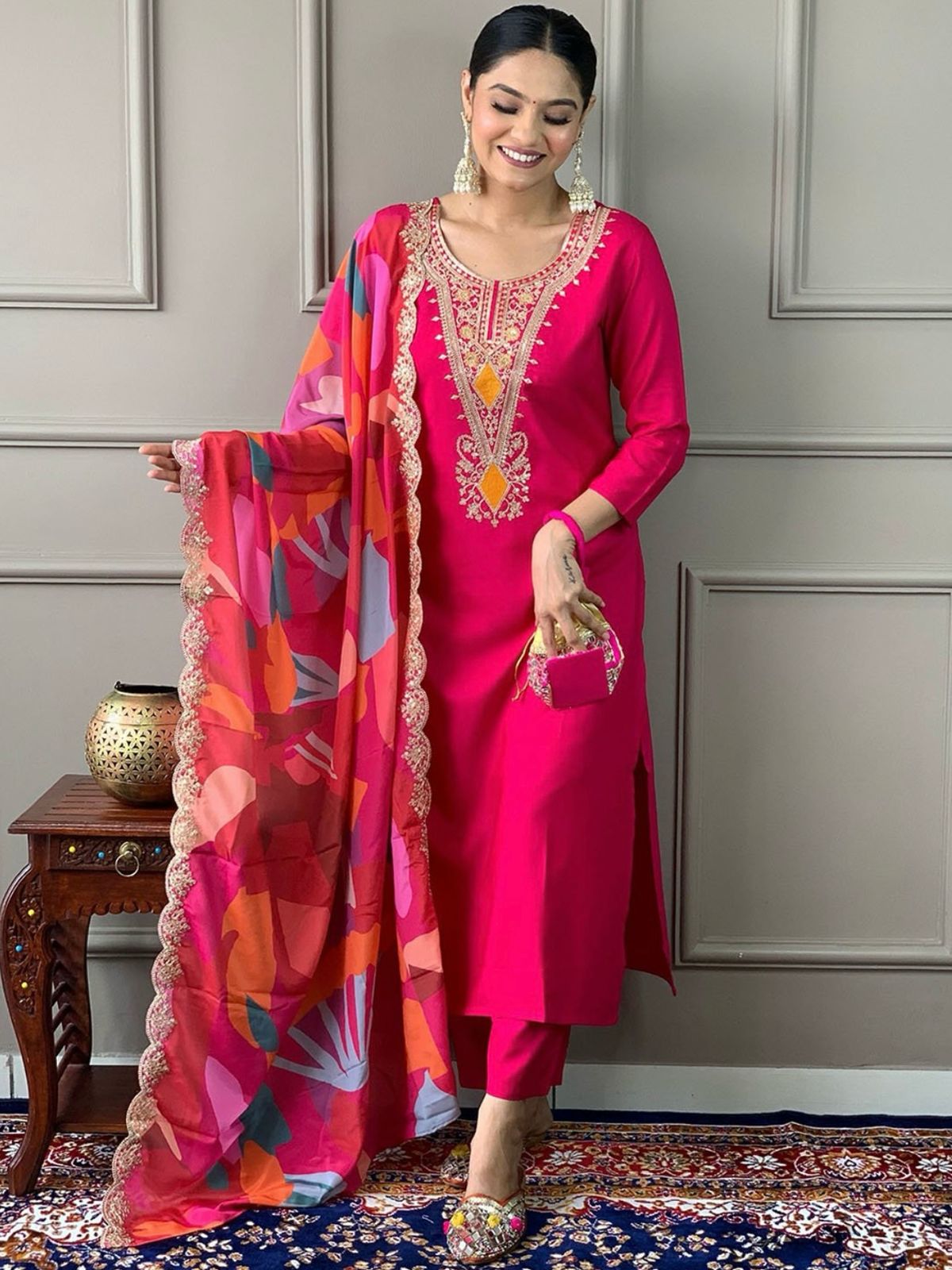 Precious Pink Color Salwar Suit With Digital Print Dupatta
