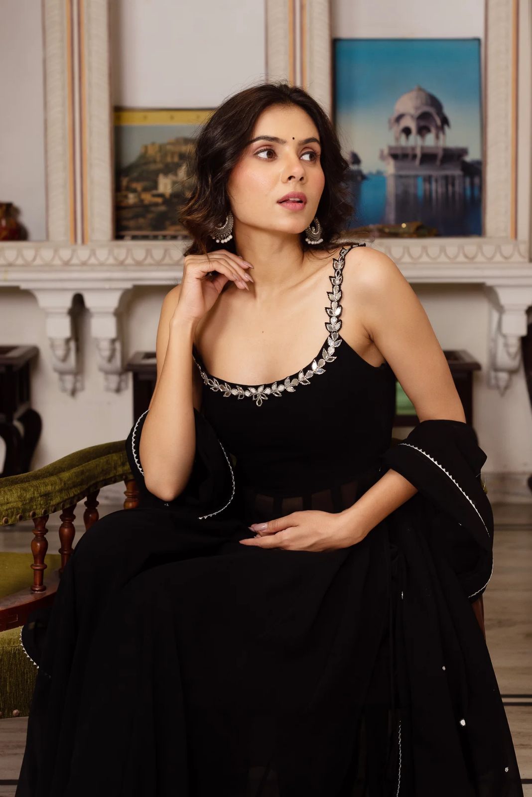 Black Color Georgette Awesome Top With Palazzo