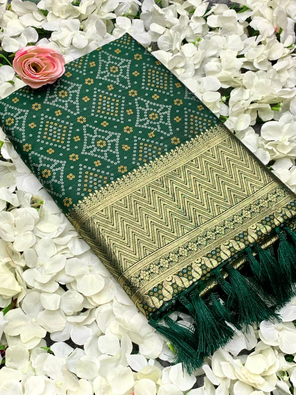 Green Color Bandini Patola Design Saree