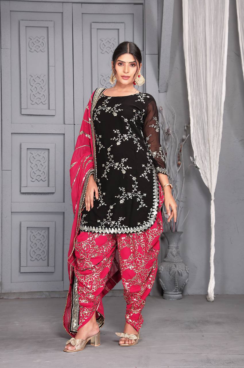 Presenting Black With Pink Color Dhoti Suit