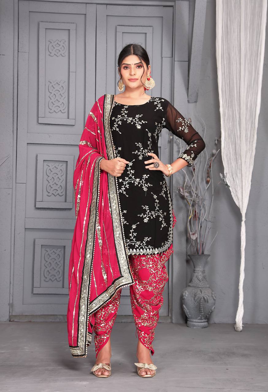 Presenting Black With Pink Color Dhoti Suit