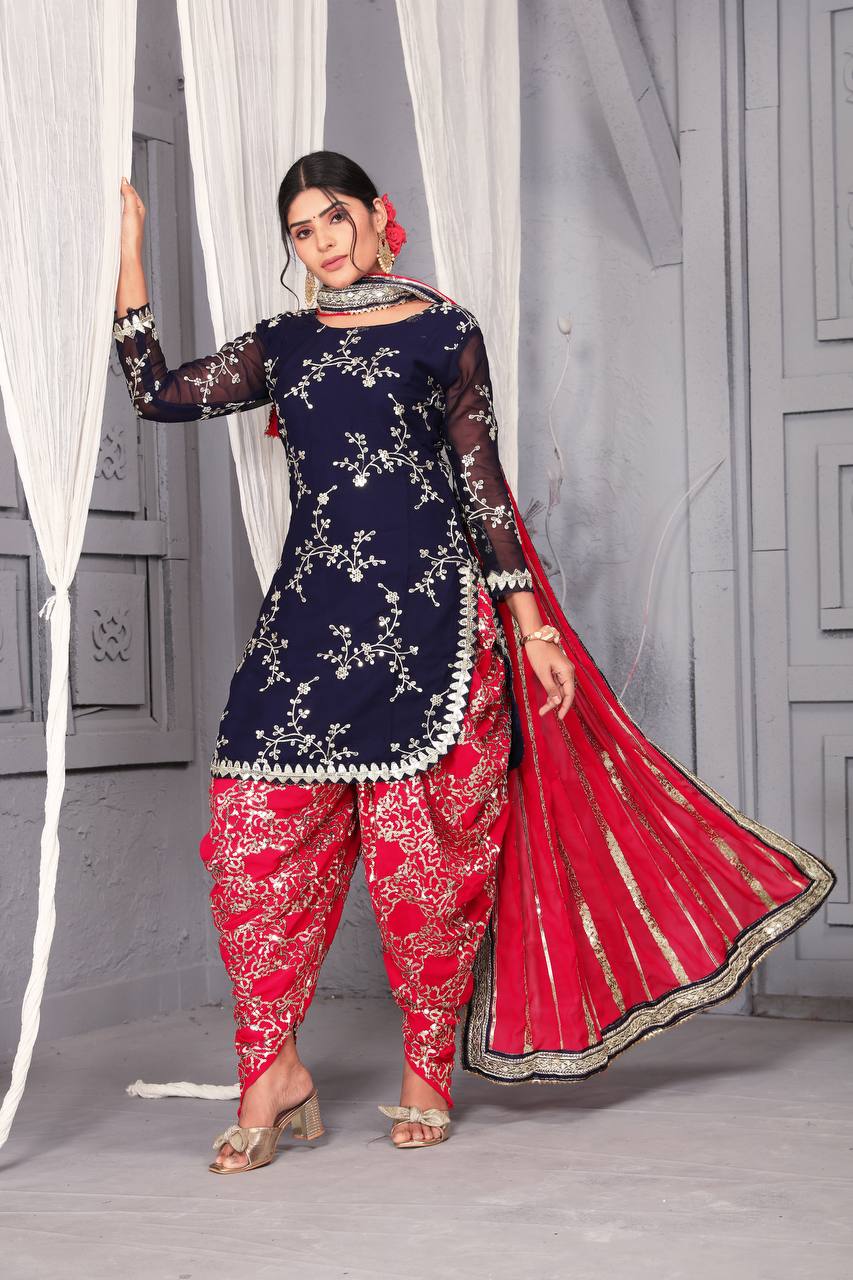 Presenting Black With Pink Color Dhoti Suit