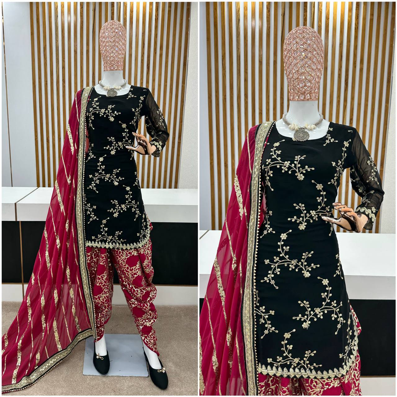 Presenting Black With Pink Color Dhoti Suit