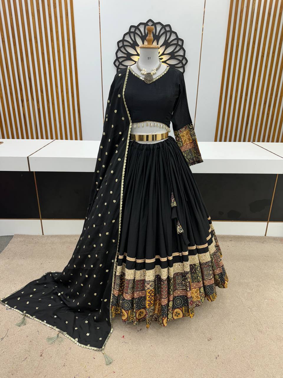 Black Color Chinon Silk Sequence Work Leheng Choli