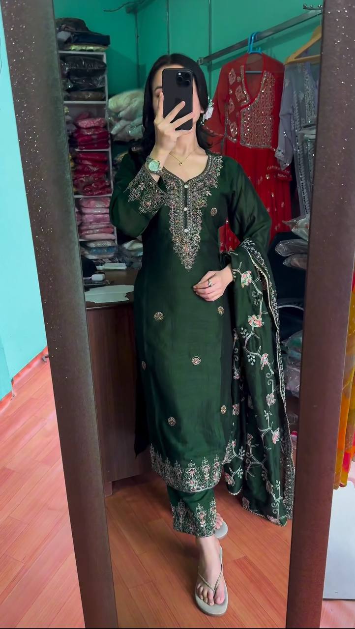 Green Color Sequence Work Salwar Suit