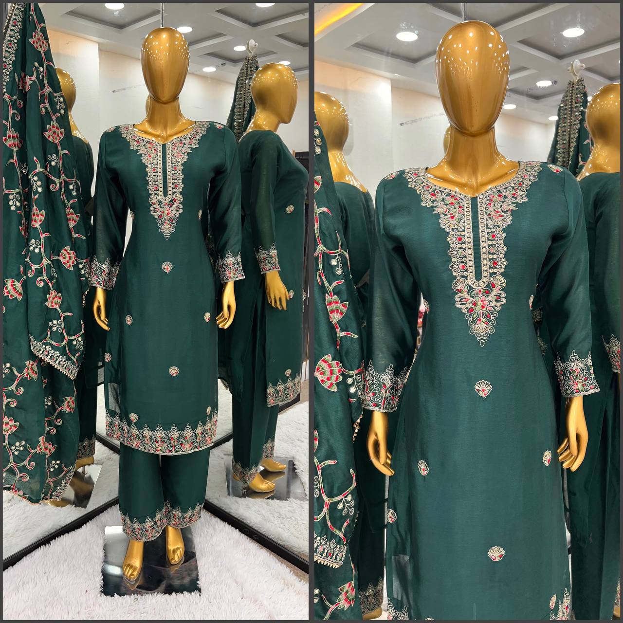 Green Color Sequence Work Salwar Suit