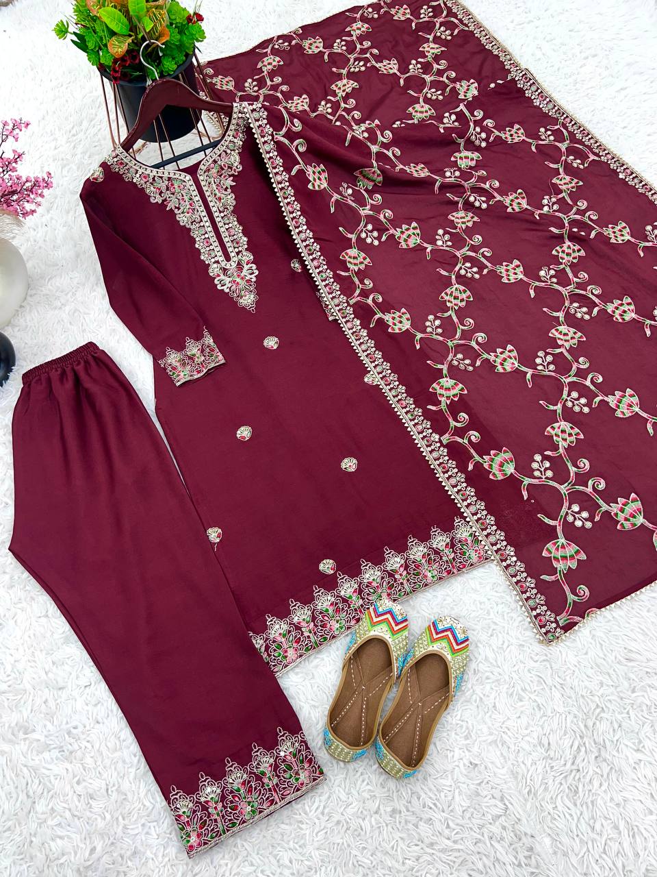 Maroon Color Sequence Work Salwar Suit