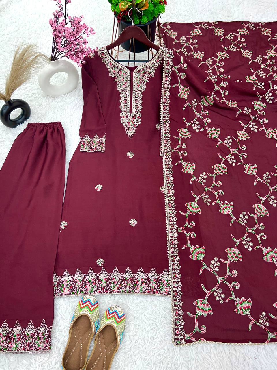 Maroon Color Sequence Work Salwar Suit