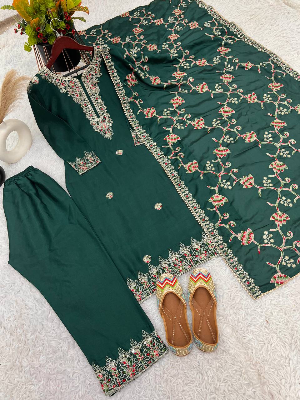 Green Color Sequence Work Salwar Suit