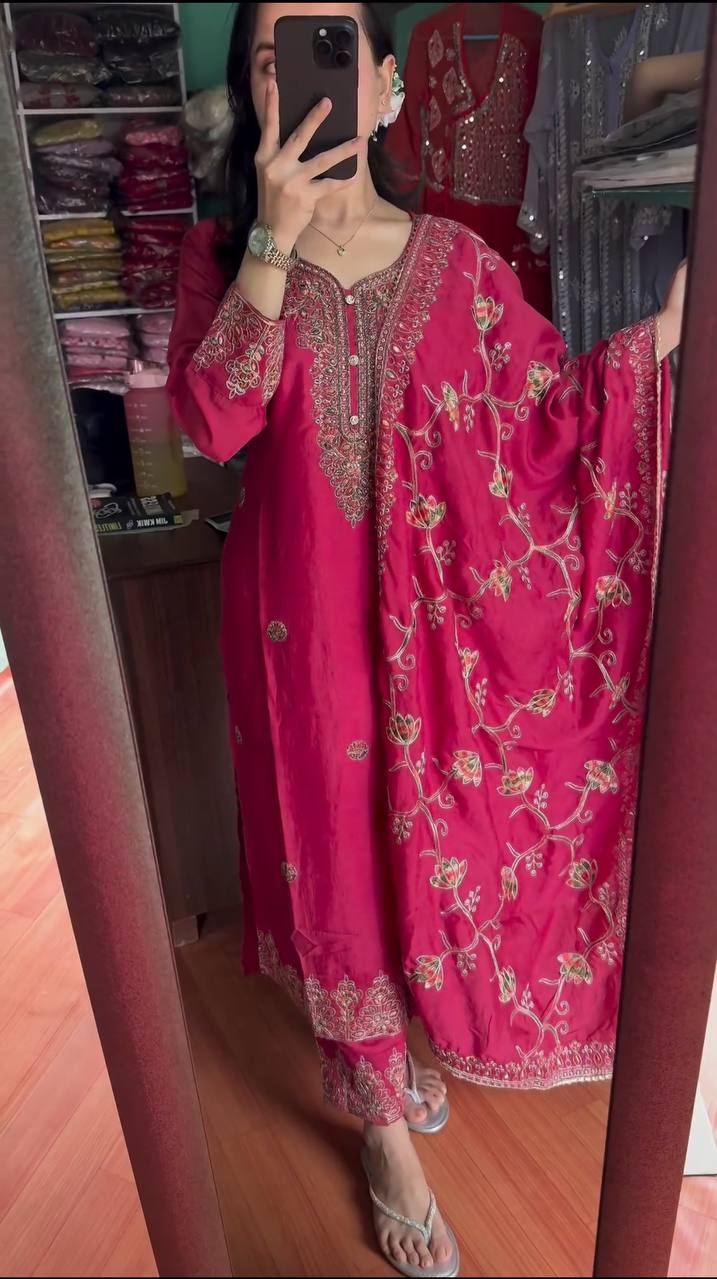 Pink Color Sequence Work Salwar Suit