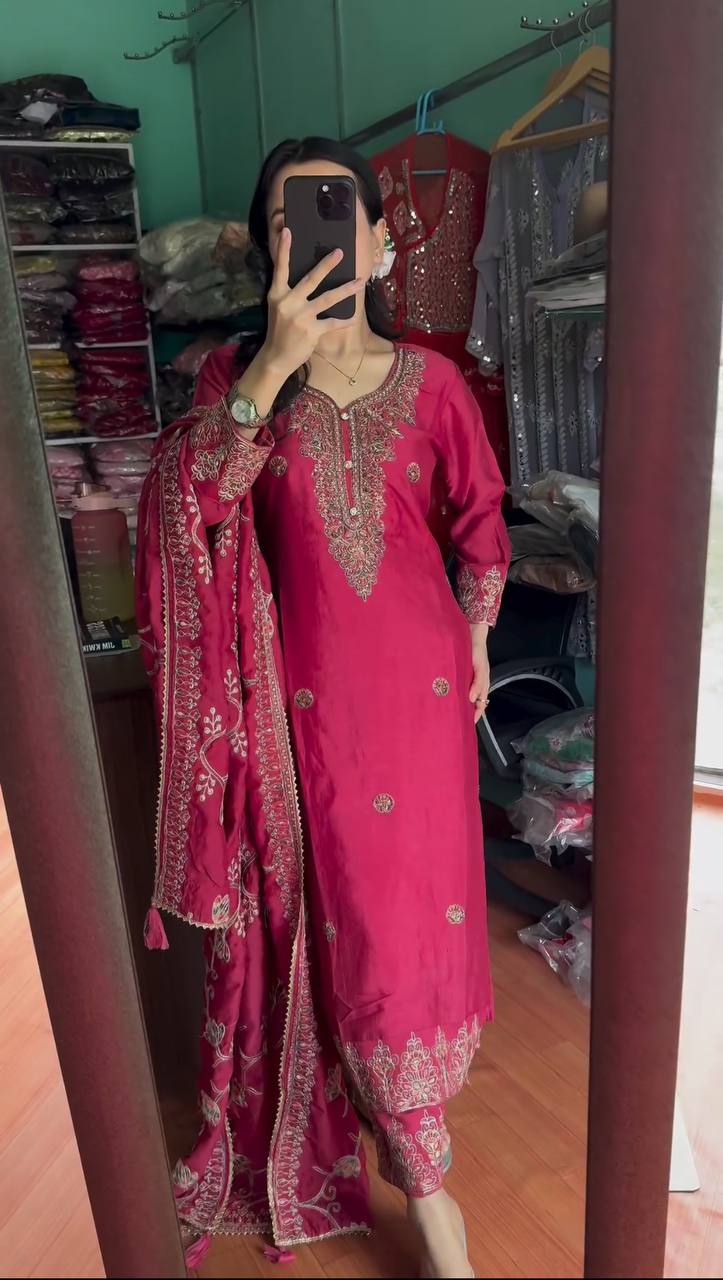 Pink Color Sequence Work Salwar Suit