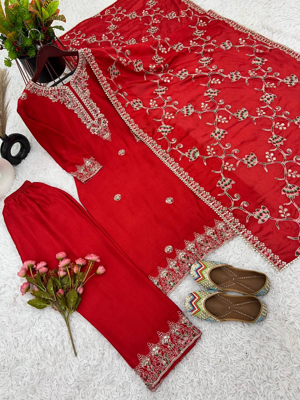 Red Color Sequence Work Salwar Suit