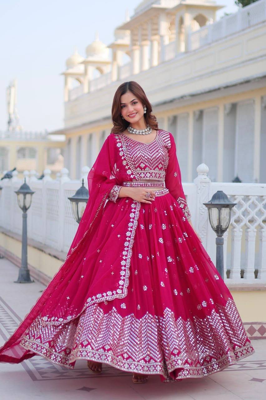 Festive Wear With Sequence Work Red Color Lehenga Choli