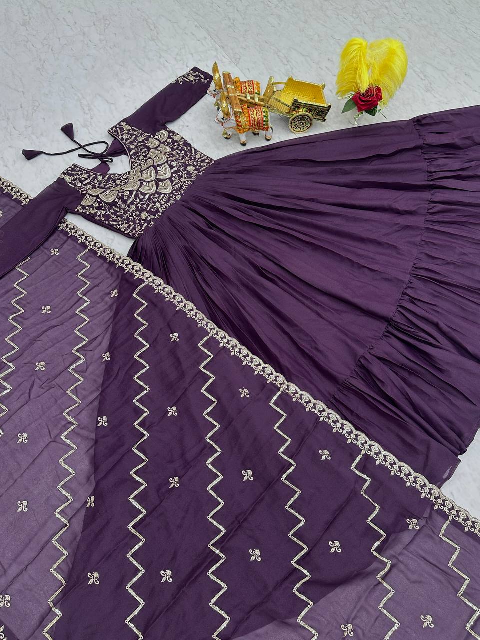 Wonderful Georgette Purple Color Gown