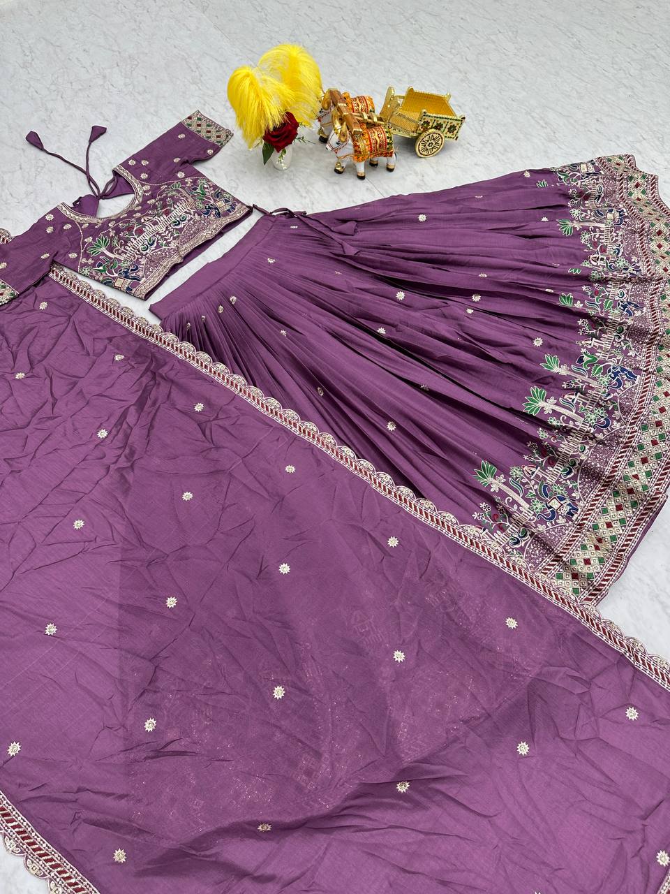 Traditional wear Purple Color Sequence Work Lehengha Choli