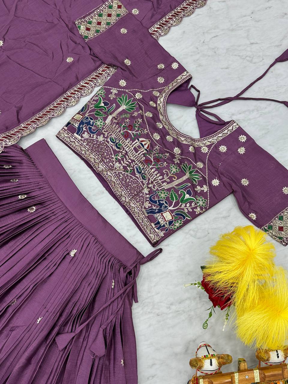 Traditional wear Purple Color Sequence Work Lehengha Choli