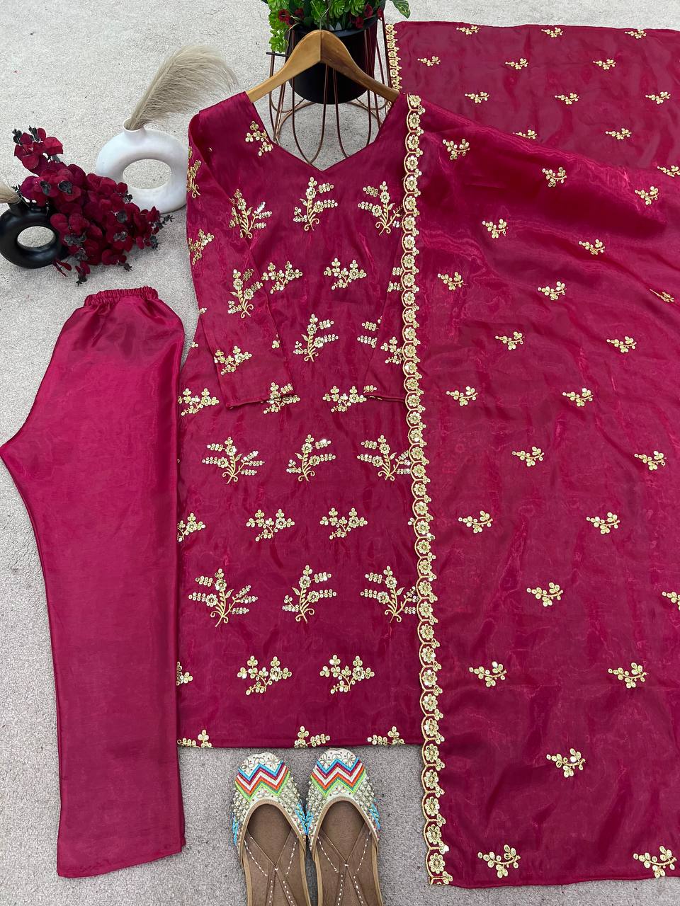 Wedding Wear Pink Color Sequence Work Salwar Suit