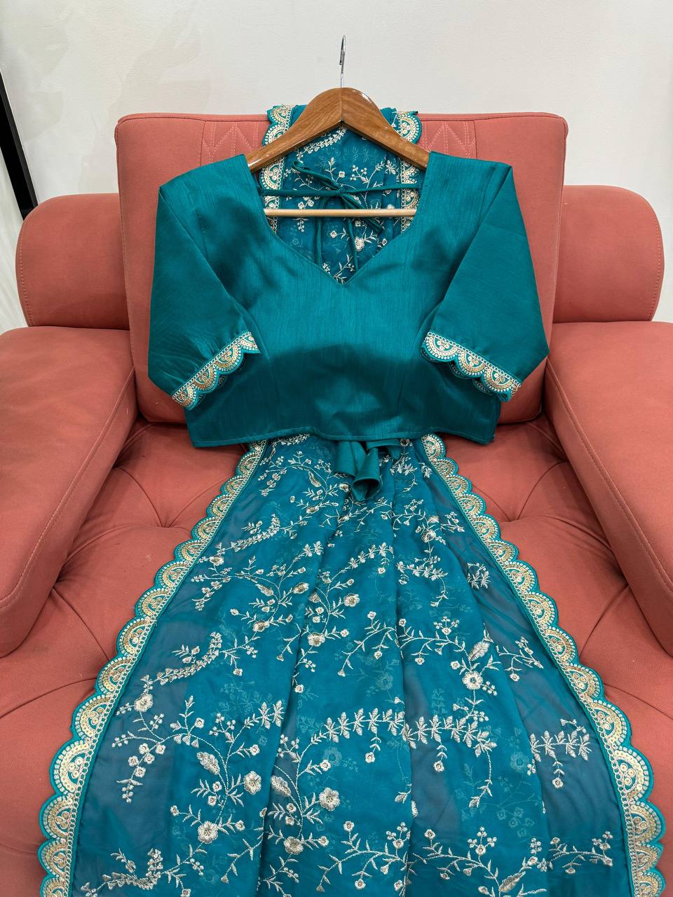 Fantastic Tibby Silk Teal Blue Color Saree