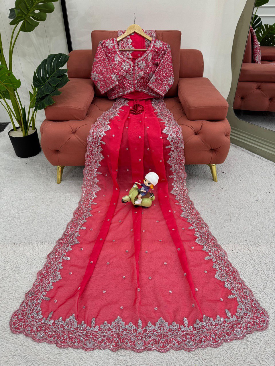 Preferable Thred & Sequnce Work Pink Color Saree