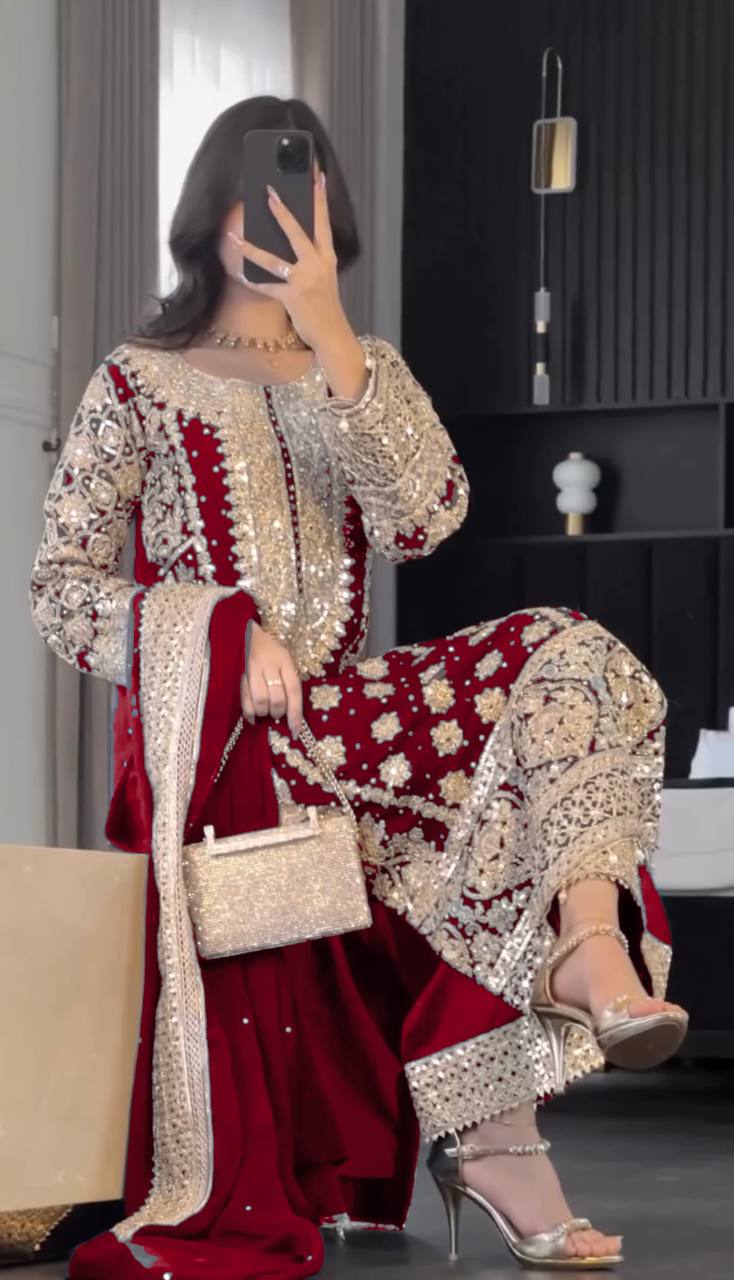 Fancy Pink Color Georgette Revet Moti Salwar Suit