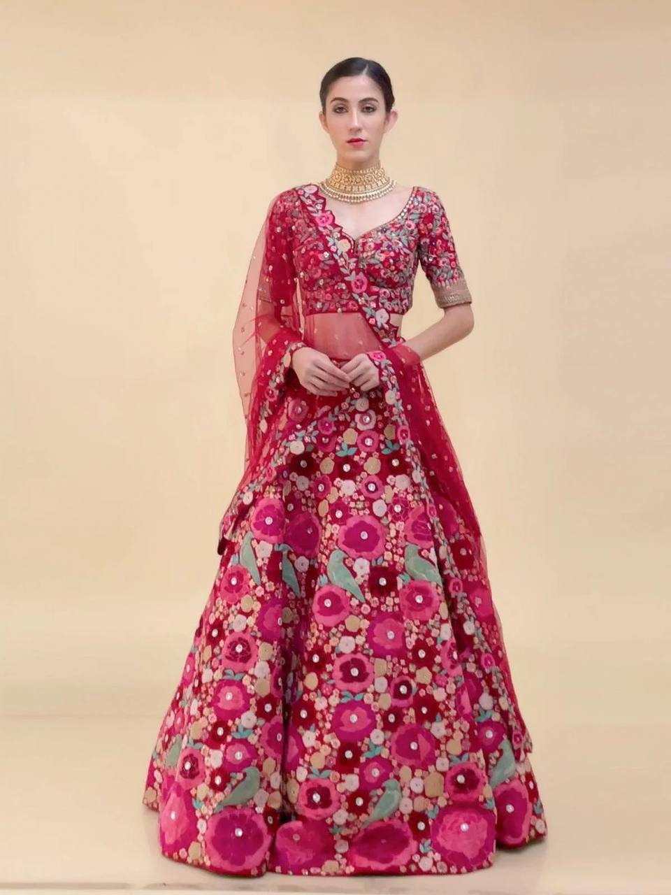 Pattern Wedding & Party Wear Embroidery Work Pink Color Designer Lehenga Choli