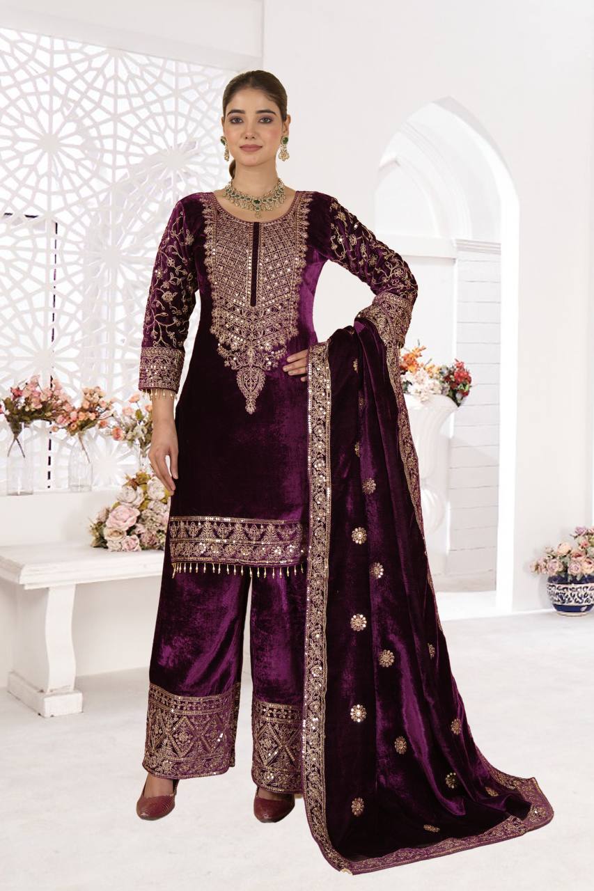 Precious Sequence Work Purple Color Salwar Suit