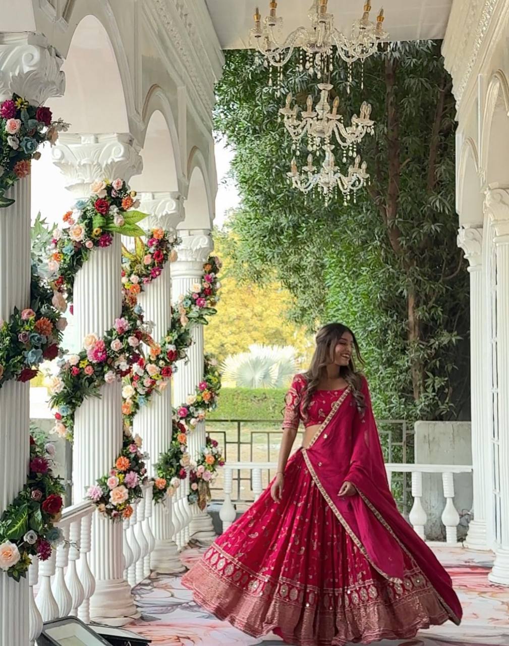 Pattern Wedding & Party Wear Sequence Work Red Color lehenga choli