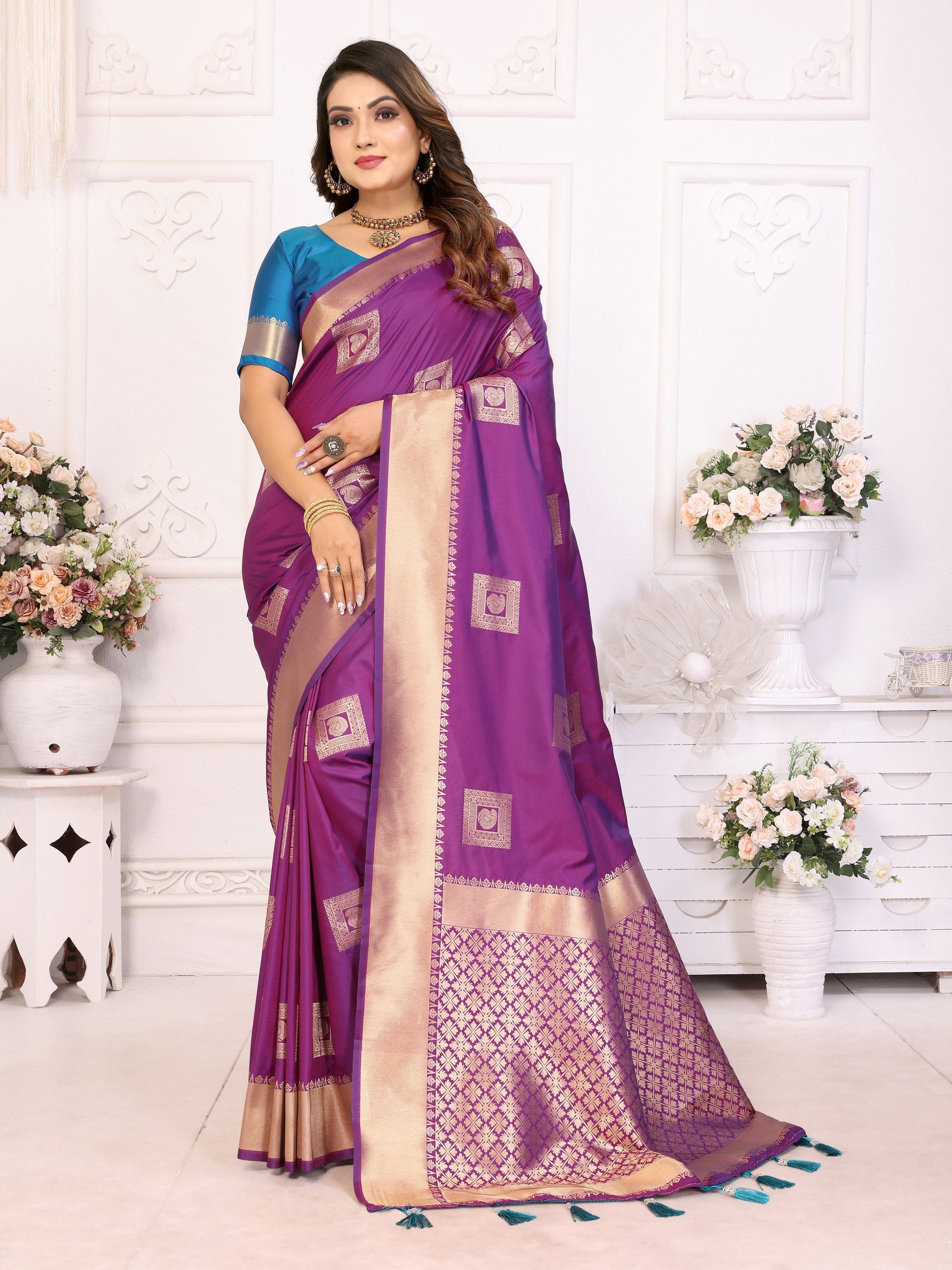 Attractive Soft Silk Purple Color Saree