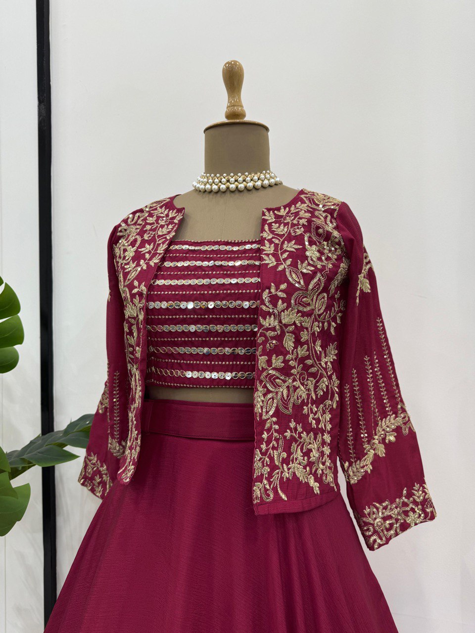 Stunning Sequence Work Maroon Color Lehenga Choli With Koti
