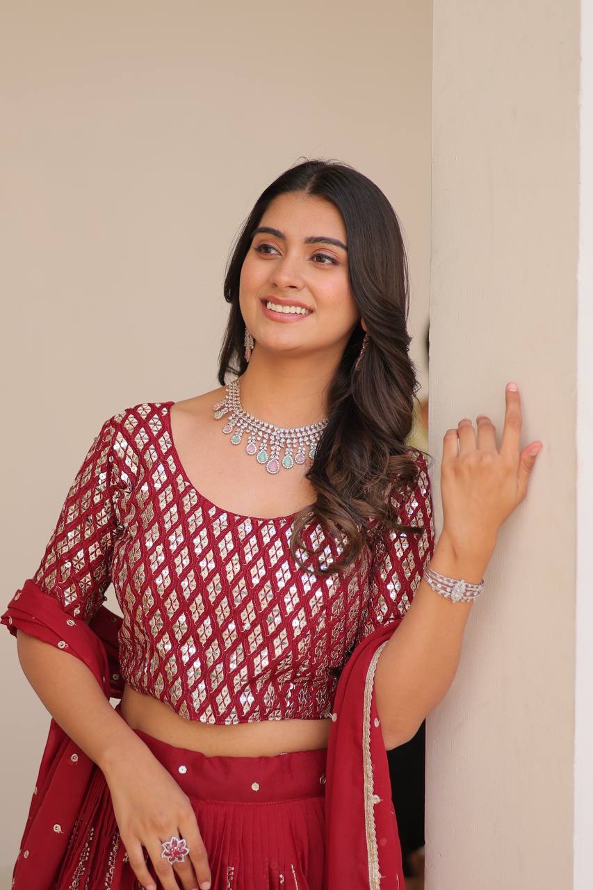 Precious Georgette Sequence Work Red Color Lehenga Choli