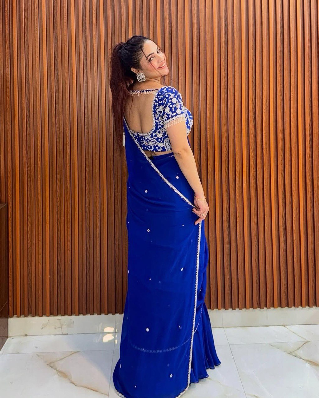 Traditional wear Thread With Sequence Work Blue Color Lehenga Choli
