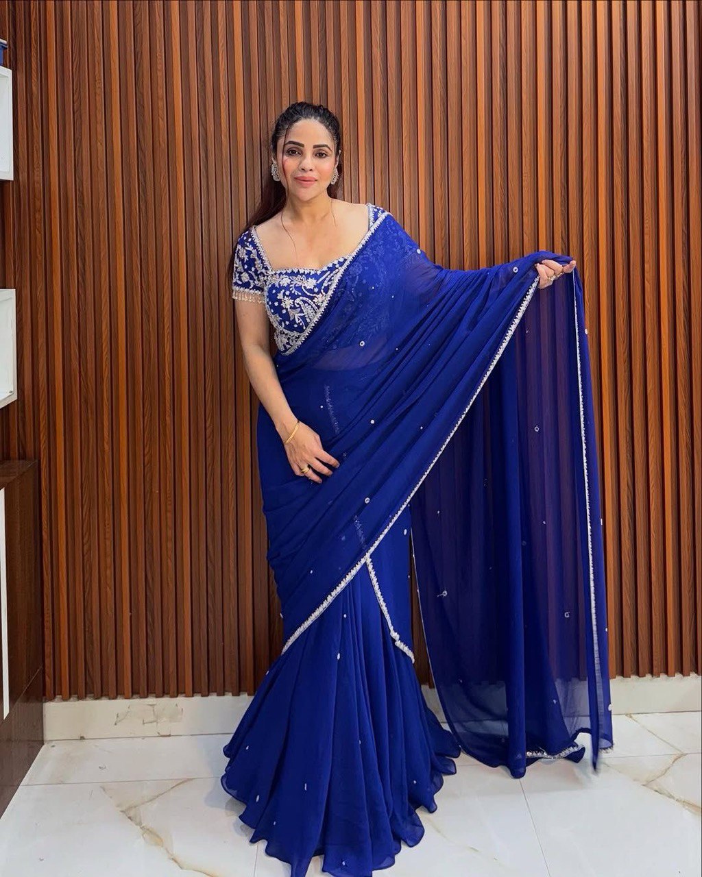 Traditional wear Thread With Sequence Work Blue Color Lehenga Choli