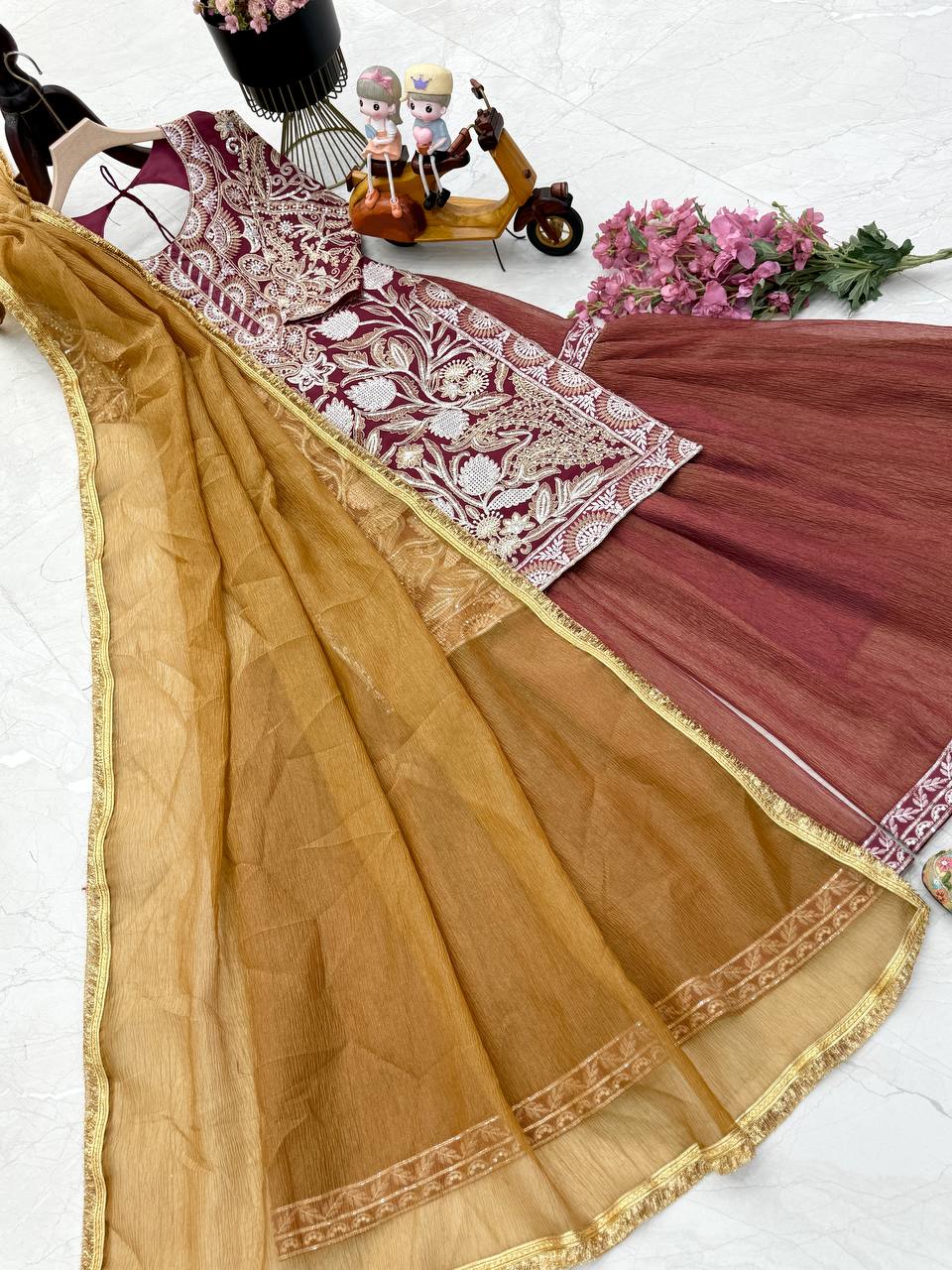 Exclusive Sequence Embroidery Work Mustard Color Palazzo Suit