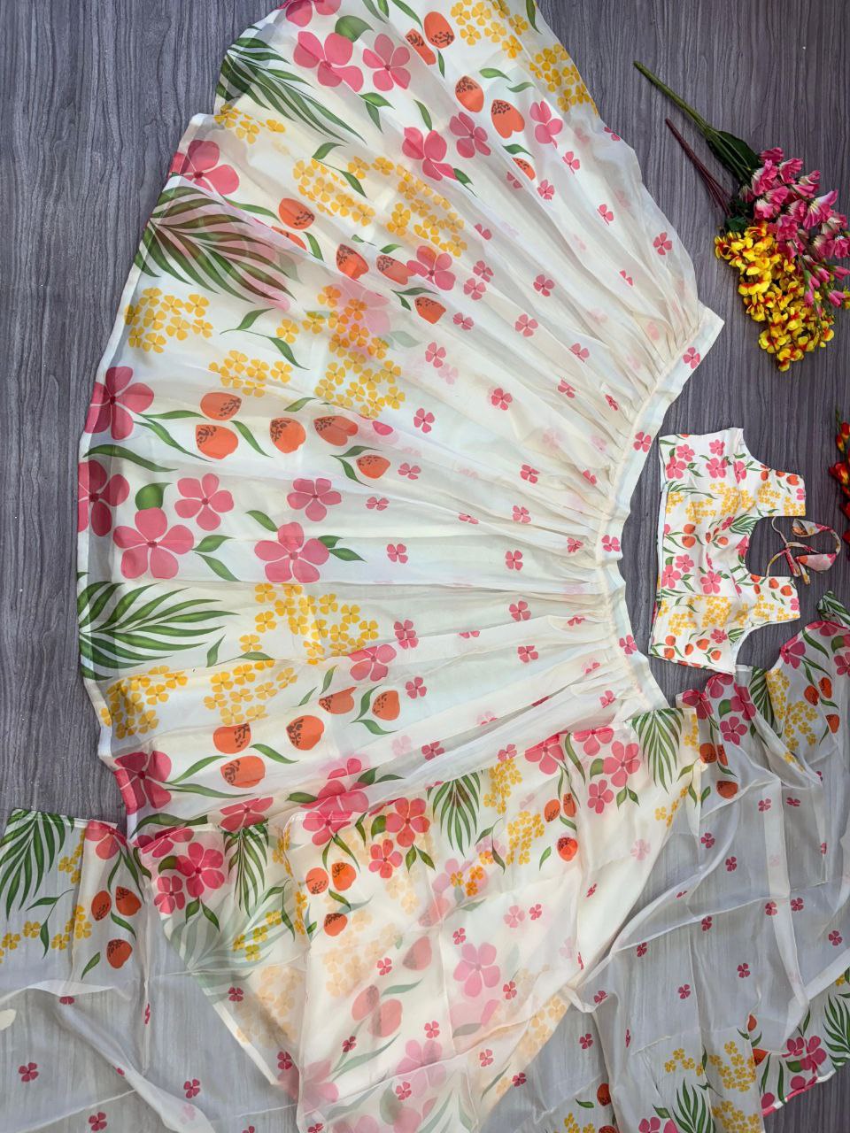 Digital Floral Print Multi Color Lehenga choli