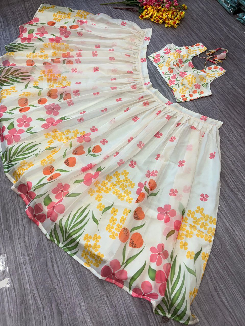 Digital Floral Print Multi Color Lehenga choli
