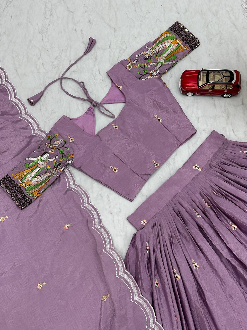 Eyes Catching Chinon Lavender Color lehenga choli