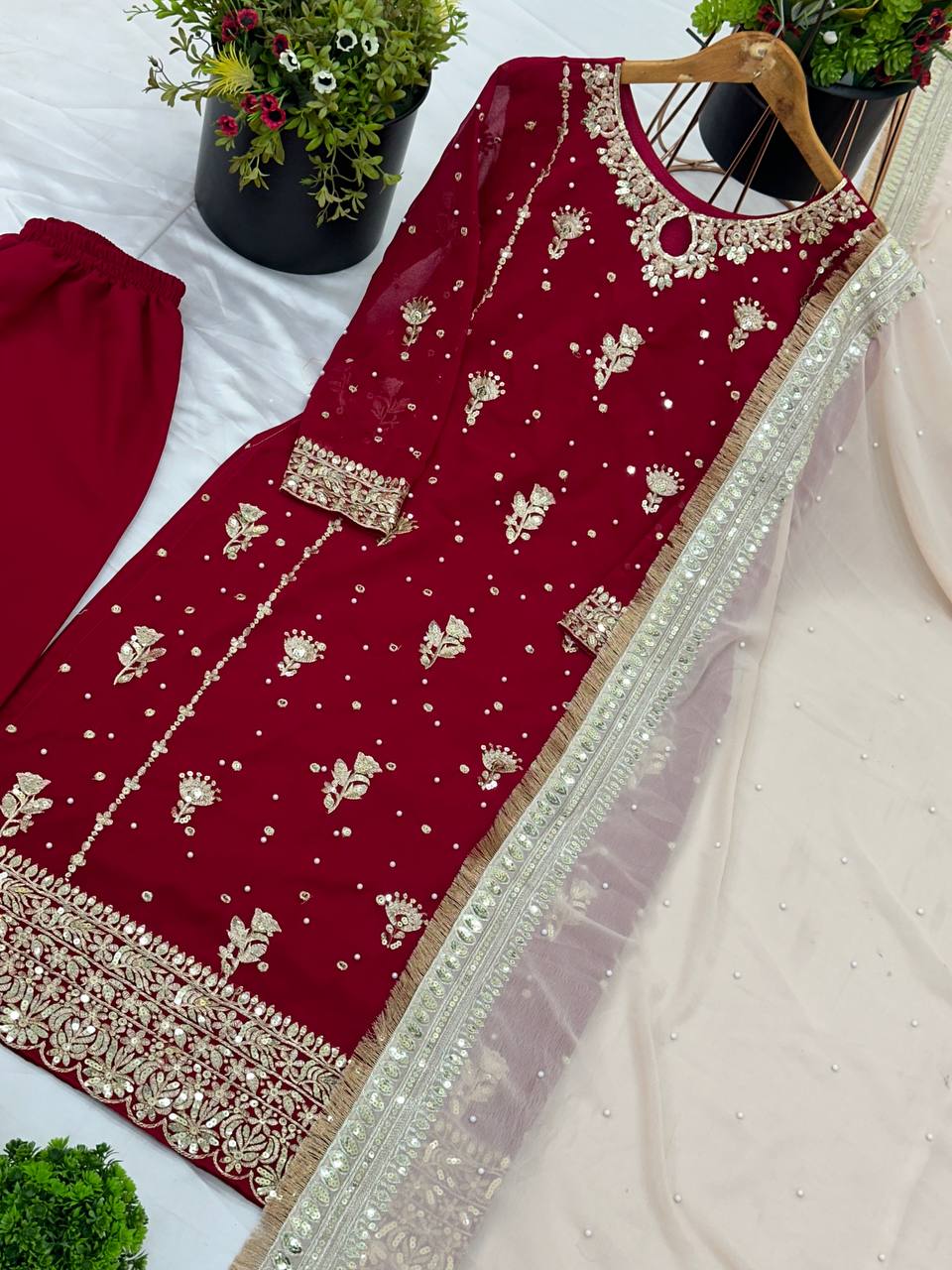 Awesome Sequence Work Red Color Salwar Suit