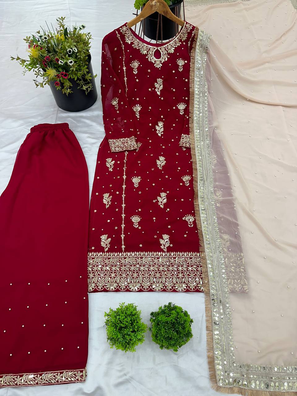 Awesome Sequence Work Red Color Salwar Suit