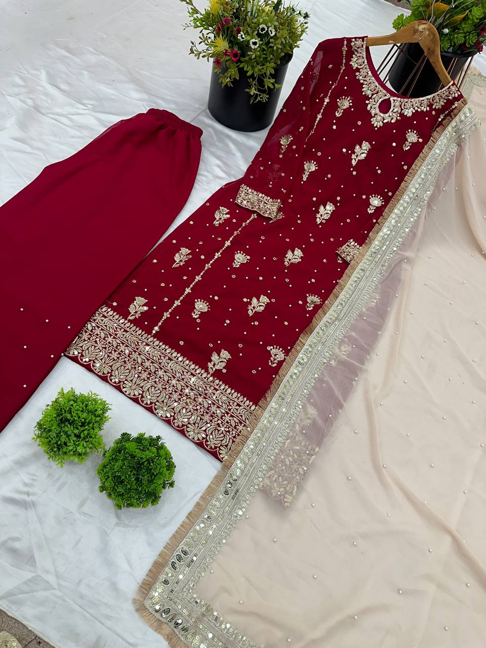 Awesome Sequence Work Red Color Salwar Suit